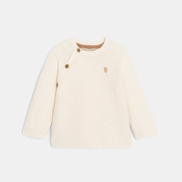 كنزة تريكو بلون أبيض لحديثي الولادة